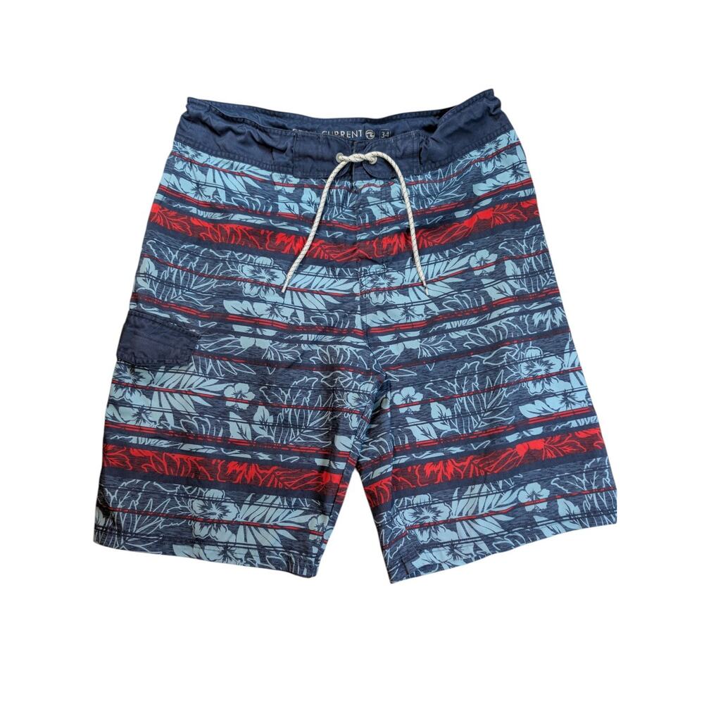Ocean Current Swim Trunks Board Shorts, Cargo Shorts Size 34 Drawstrings